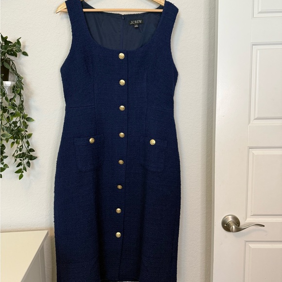 J. Crew Dresses & Skirts - J. Crew Midnight Blue Gold-Button Midi Dress - Size 12